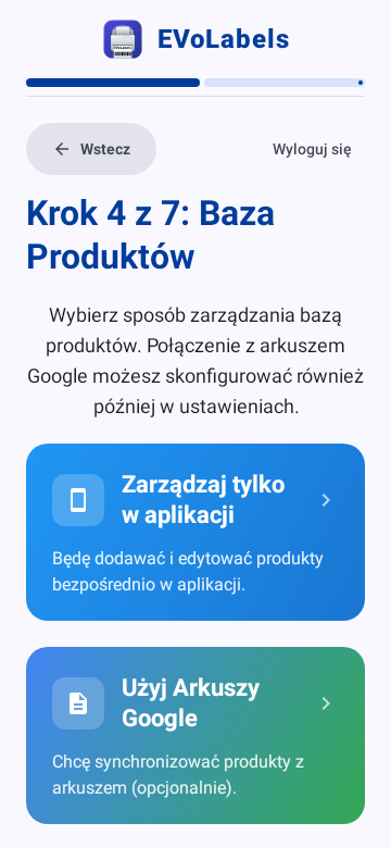 Product database: app only or Google Sheets