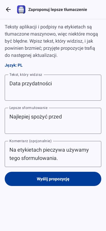 Suggesting a better translation